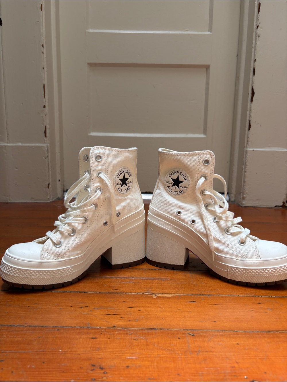 Converse White Lace-Up Platform High-Top Boots